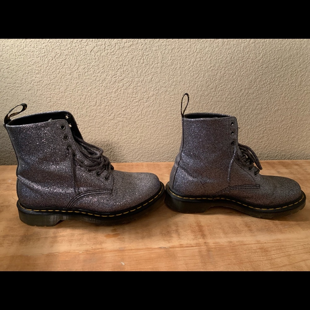 Doc Marten Grey Glitter Boots